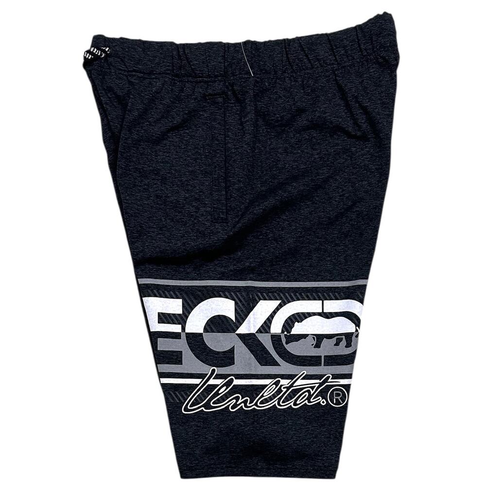 Ecko Unltd Men's Reflective Puff Print Activewear Shorts in Jet Black - Picture 3 of 4